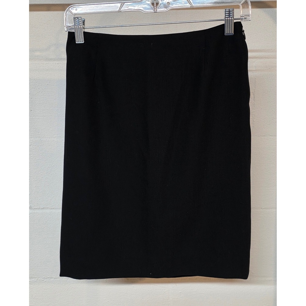 Vintage Ralph Lauren Black Italian 100% Wool Pencil Skirt Size 4 Purple Label